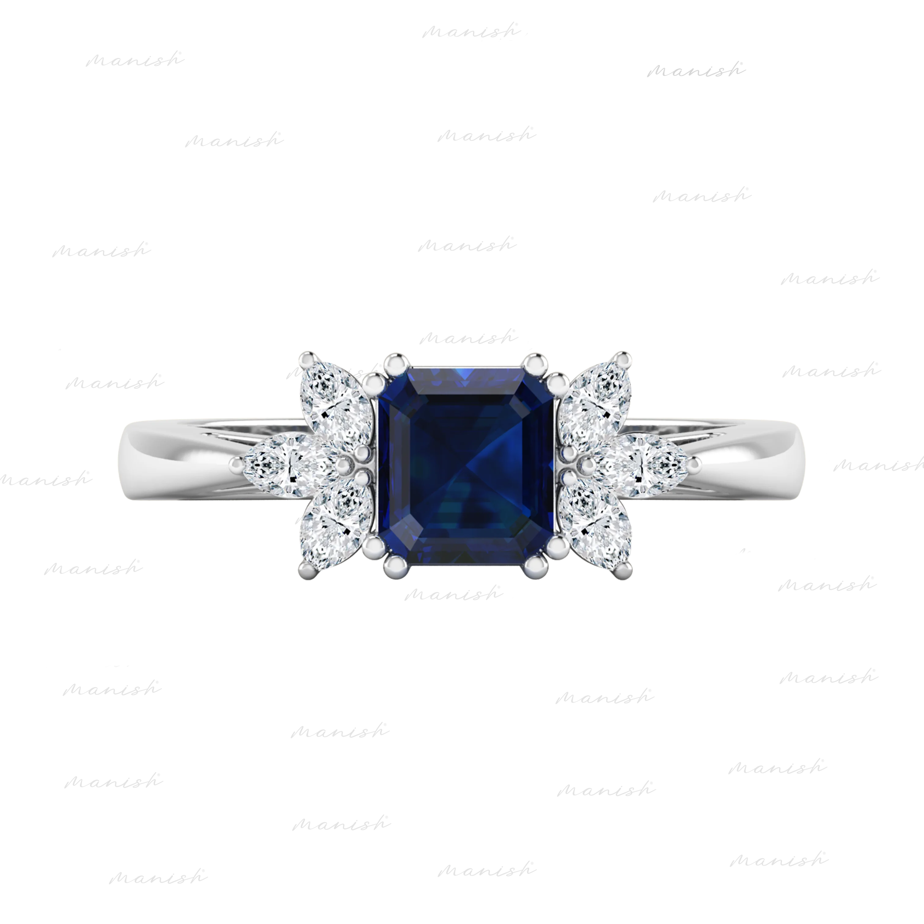 Eda Diamond and Blue Sapphire Ring